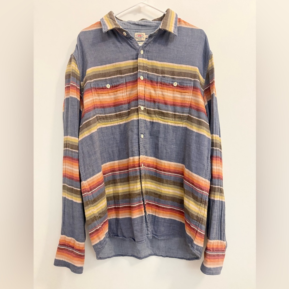 Faherty Soft Blue Striped Casual Shirt